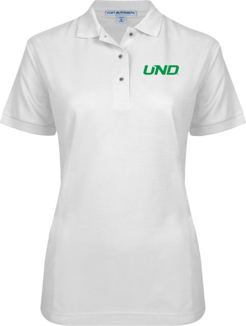 University of North Dakota Womens Silk Touch Pique Polo UND Secondary Mark