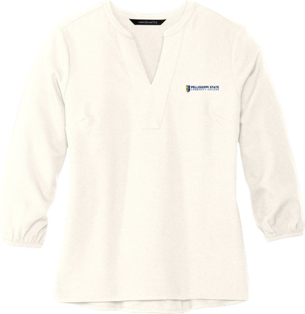 Pellissippi Mercer + Mettle Womens Ivory 3/4 Sleeve Crepe Blouse Pellissippi State Community College Logo - ONLINE ONLY