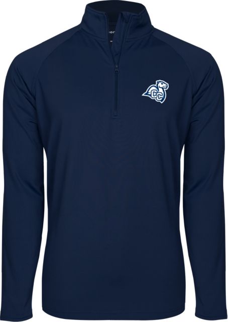 Connecticut College Sport Tek Sport Wick Stretch 1/2 Zip Pullover Camel with CC - ONLINE ONLY