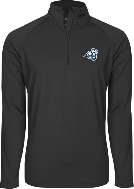 Connecticut College Sport Tek Sport Wick Stretch 1/2 Zip Pullover Camel with CC - ONLINE ONLY