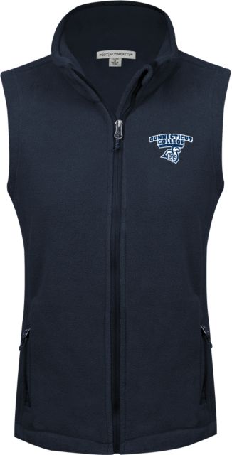 Connecticut College Womens Fleece Full Zip Vest Primary Mark - ONLINE ONLY