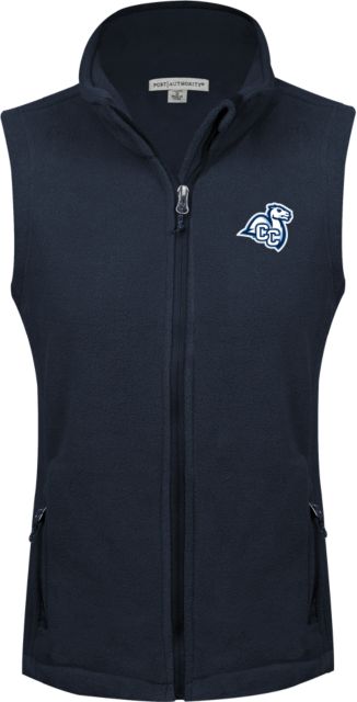 Connecticut College Womens Fleece Full Zip Vest Camel with CC - ONLINE ONLY