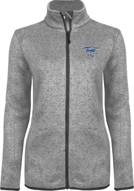 Connecticut College Womens Heather Fleece Jacket Primary Mark - ONLINE ONLY
