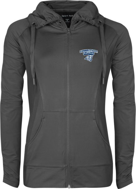 Connecticut College Womens Sport Wick Stretch Full Zip Jacket Primary Mark - ONLINE ONLY