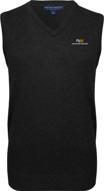 Purdue Northwest VNeck Sweater Vest PNW Institutional Stacked Mark - ONLINE ONLY