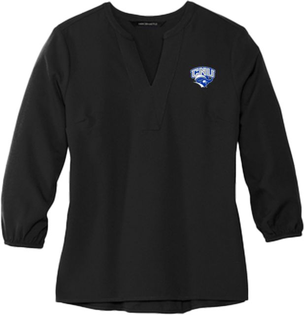 Christopher Newport Mercer + Mettle Womens 3/4 Sleeve Crepe Blouse Official Logo - ONLINE ONLY