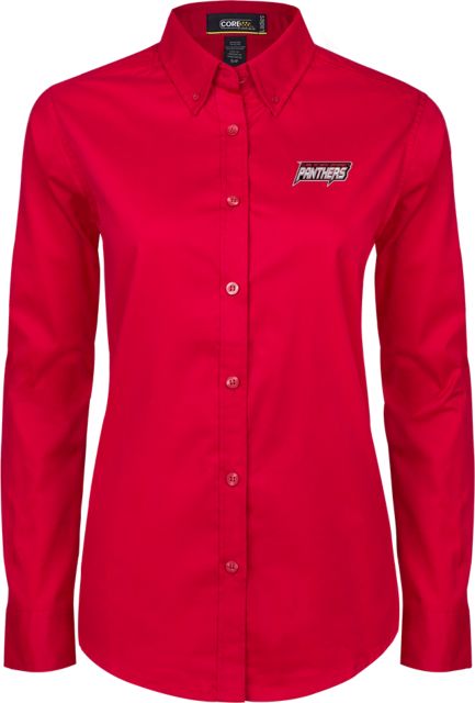 Clark Atlantic Ladies Twill Button Down Long Sleeve Clark Panthers - ONLINE ONLY