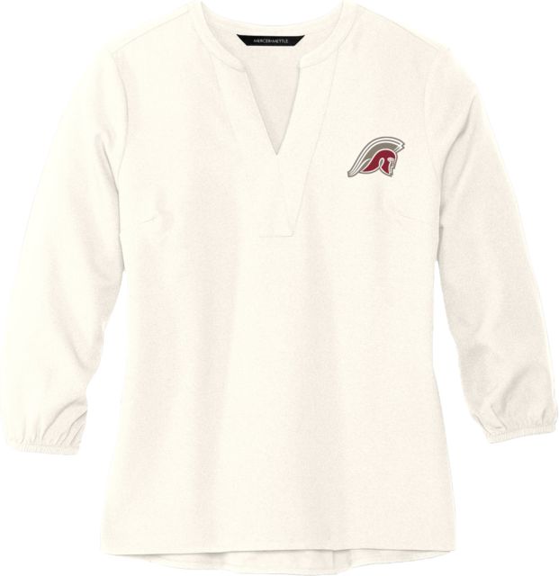 Rutgers Prep Mercer + Mettle Womens 3/4 Sleeve Crepe Blouse Rutgers Prep Argonauts Mascot Full Color - ONLINE ONLY