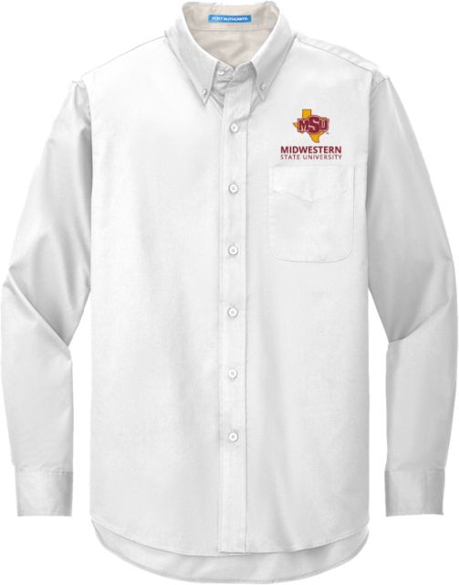 Midwestern State Twill Button Down Long Sleeve MSU Institutional Stacked - ONLINE ONLY
