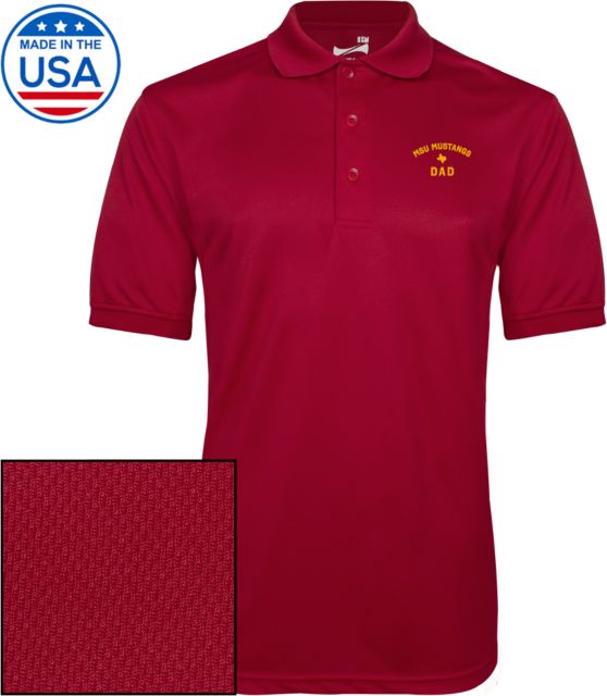 Midwestern State Dry Mesh Polo Dad - MSU Mustangs Arched - ONLINE ONLY