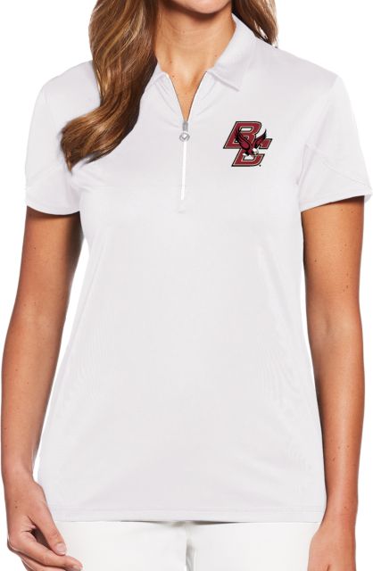 Boston College Womens Callaway Tulip Sleeve Zip Polo Primary Mark - ONLINE ONLY