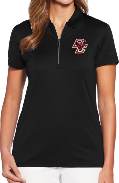 Boston College Womens Callaway Tulip Sleeve Zip Polo Primary Mark - ONLINE ONLY