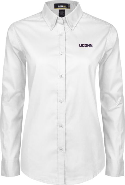 UConn Womens Twill Long Sleeve Button Down  UConn Primary Wordmark