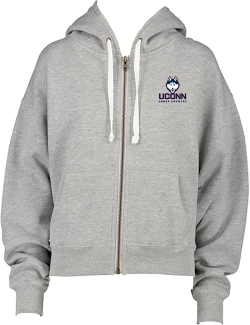 UConn Enza Womens Boxy Full Zip Hood UConn Mascot Cross Country