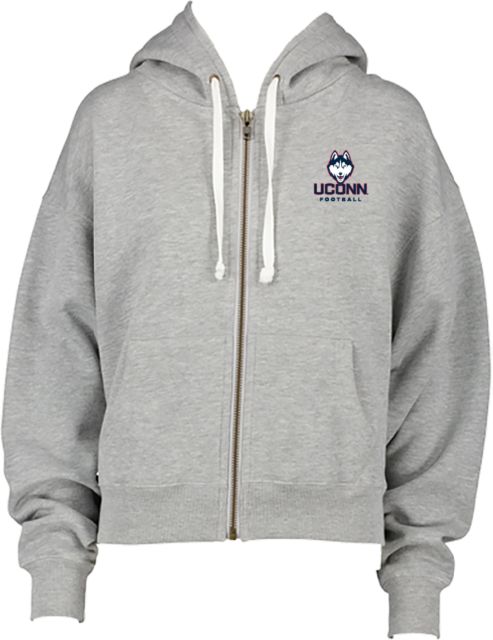 UConn Enza Womens Boxy Full Zip Hood UConn Mascot Football