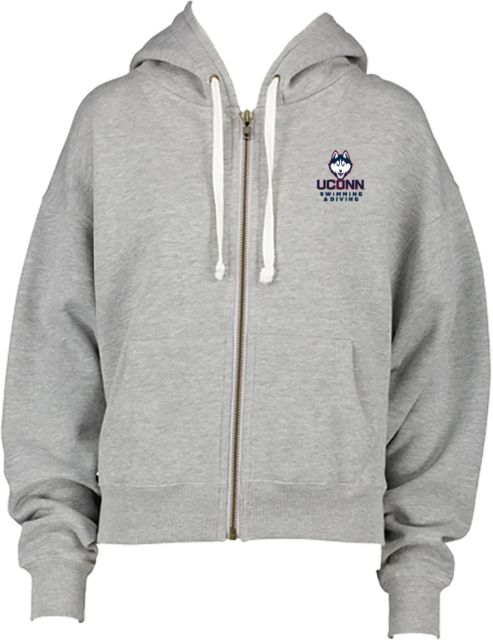 UConn Enza Womens Boxy Full Zip Hood UConn Mascot Swim and Dive