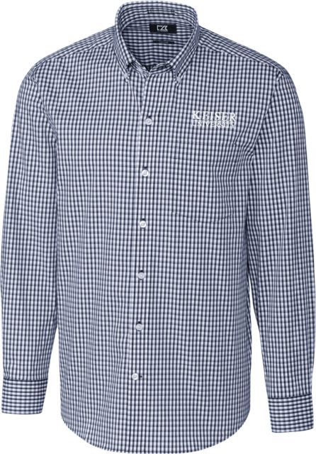 Keiser Cutter & Buck Gingham Long Sleeve Button Down Keiser University Stacked - ONLINE ONLY