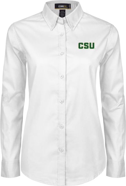 Colorado State Womens Twill Long Sleeve Button Down  Official CSU Wordmark