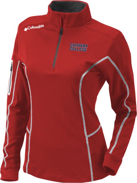 Catawba Columbia Womens Omni Wick Shotgun Red 1/4 Zip Catawba College Stacked - ONLINE ONLY