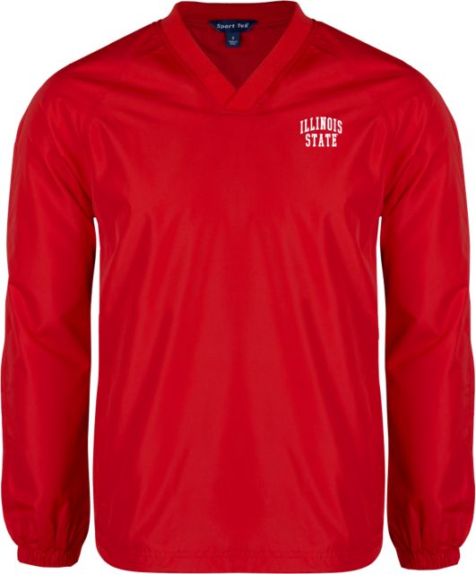Illinois State V Neck Raglan Windshirt Red Illinois State Official Athletics Logo - ONLINE ONLY