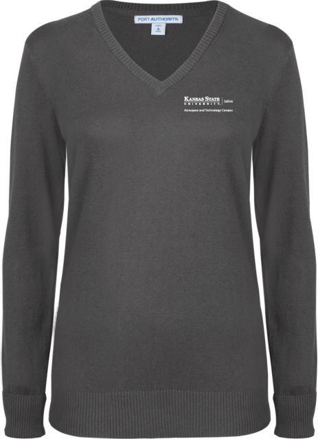 Kansas State Womens Heather VNeck Sweater  K State Salina Aerospace and Tech Campus Vertical - ONLINE ONLY