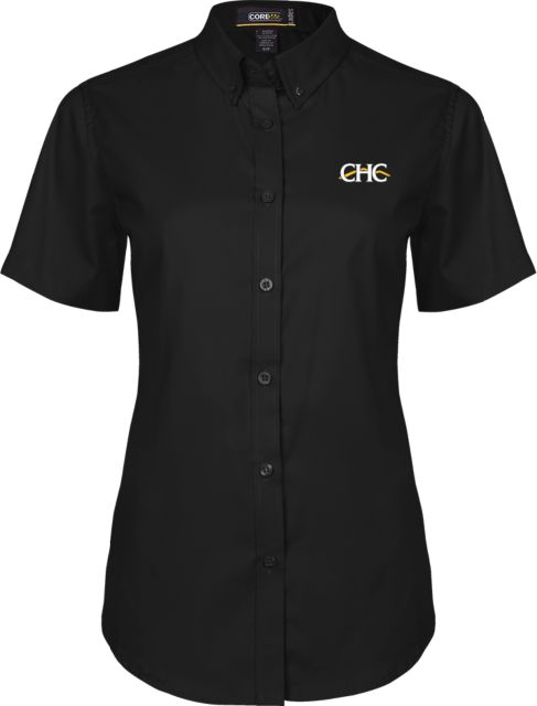 Crafton Hills Womens Twill Short Sleeve Button Up Black CHC - ONLINE ONLY