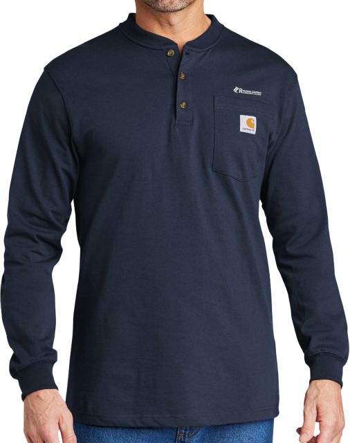 Roanoke Chowan Carhartt Long Sleeve Henley Shirt Primary Wordmark - ONLINE ONLY