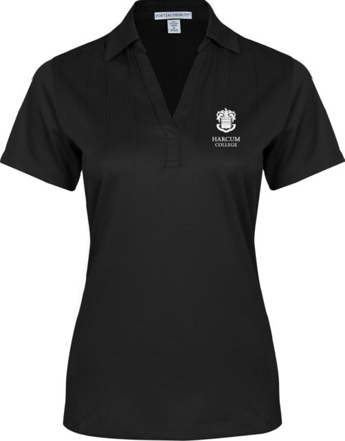 Harcum Womens Performance Fine Jacquard Polo Primary Mark - ONLINE ONLY