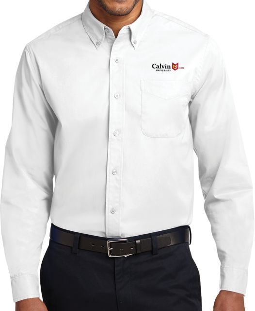 Calvin Univ Twill Button Down Long Sleeve University Logo 1876 Horizontal - ONLINE ONLY