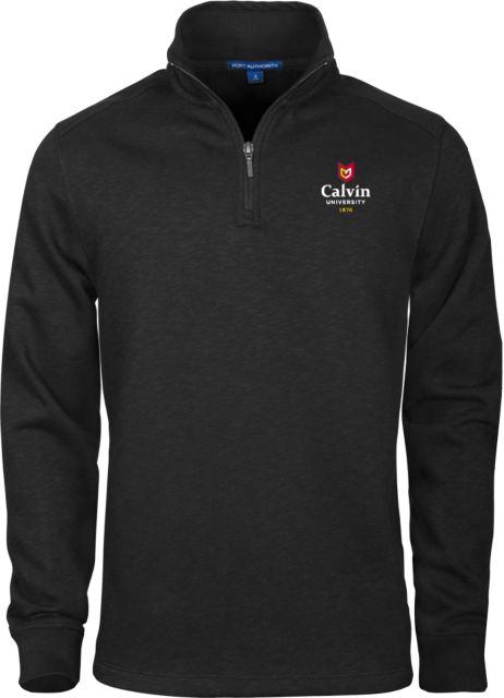 Calvin Univ Slub Fleece 1/4 Zip Pullover University Logo 1876 Vertical - ONLINE ONLY