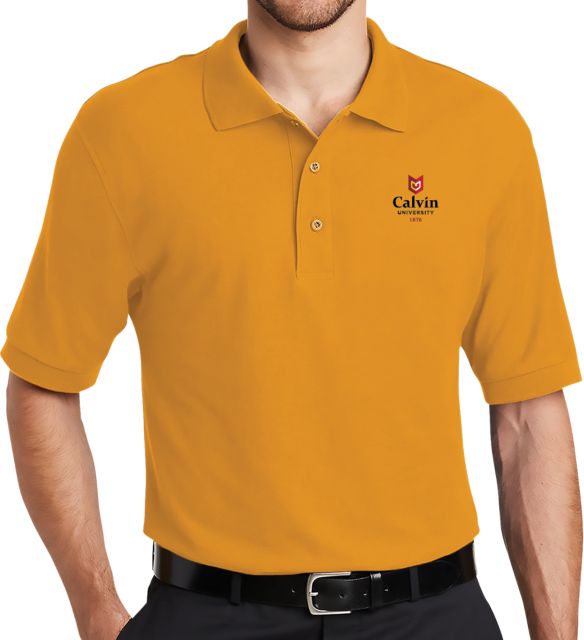 Calvin Univ Easycare Pique Polo University Logo 1876 Vertical - ONLINE ONLY
