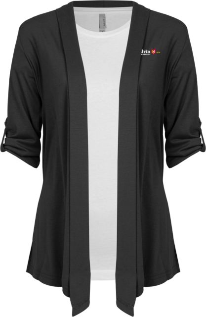 Calvin Univ Ladies Drape Front Cardigan University Logo 1876 Horizontal - ONLINE ONLY