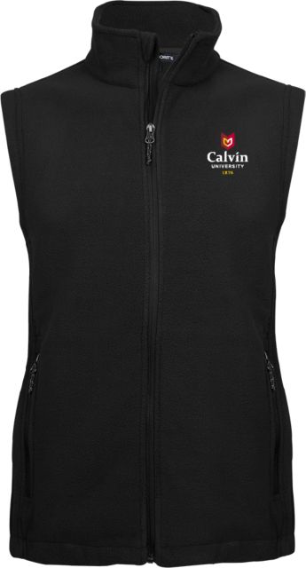 Calvin Univ Fleece Full Zip Vest University Logo 1876 Vertical - ONLINE ONLY