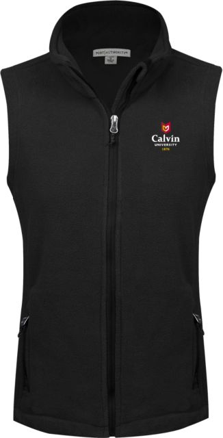 Calvin Univ Ladies Fleece Full Zip Vest University Logo 1876 Vertical - ONLINE ONLY