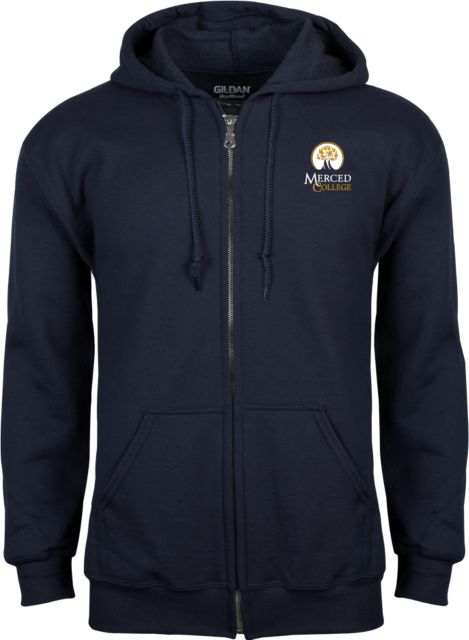 Merced College Fleece Full Zip Hoodie Primary Logo Embroidery - ONLINE ONLY