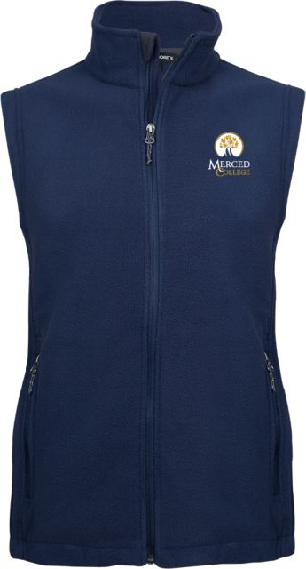 Merced College Fleece Full Zip Vest Primary Logo Embroidery - ONLINE ONLY