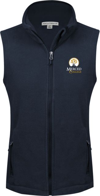 Merced College Ladies Fleece Full Zip Vest Primary Logo Embroidery - ONLINE ONLY