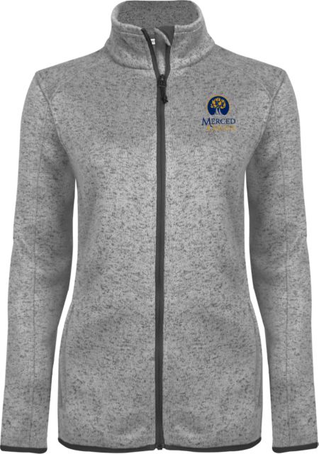 Merced College Heather Ladies Fleece Jacket Primary Logo Embroidery - ONLINE ONLY