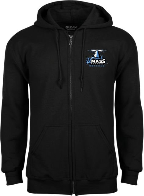 UMass Boston Fleece Full Zip Hoodie Primary Logo ONLINE ONLY