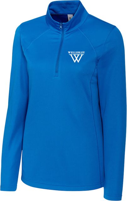Wellesley C&B Womens Clique Ice Pique Half Zip Wellesley College Primary Mark - ONLINE ONLY