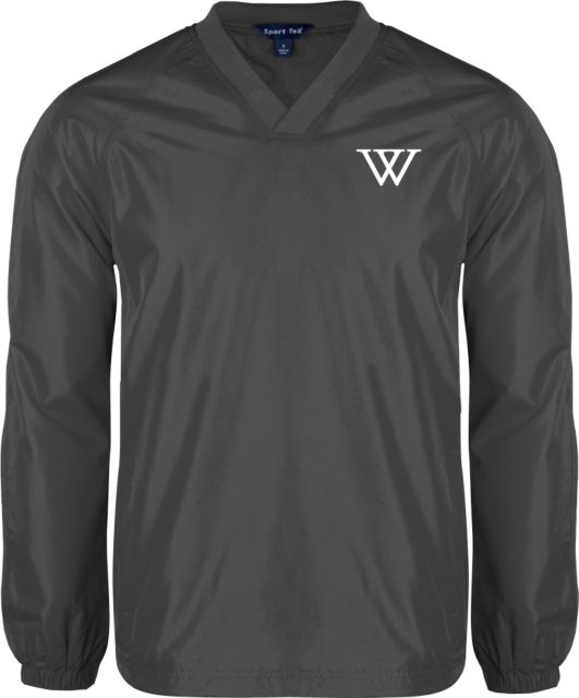 Wellesley V Neck Raglan Windshirt Wellesley College Monogram W - ONLINE ONLY