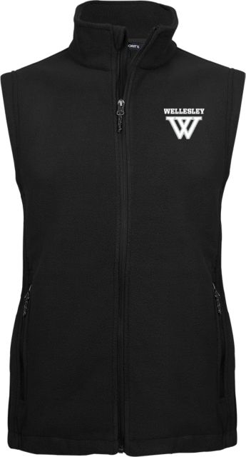 Wellesley Fleece Full Zip Vest Wellesley Primary Athletic Mark - ONLINE ONLY