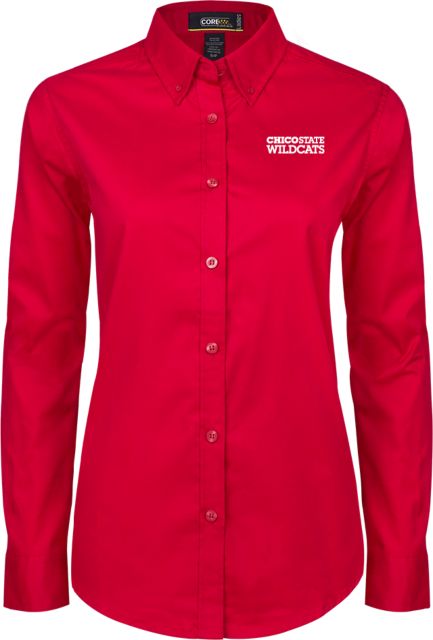 Chico State Ladies Twill Button Down Long Sleeve Chico State Wordmark EMB - ONLINE ONLY