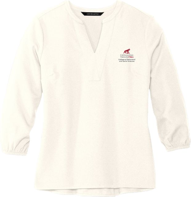 Chico Mercer + Mettle Womens Ivory 3/4 Sleeve Crepe Blouse Chico State - CBSS - ONLINE ONLY