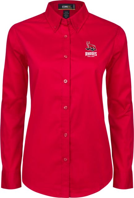 Rhodes Womens Red Twill Button Down Long Sleeve  Lynx and Bridge - ONLINE ONLY