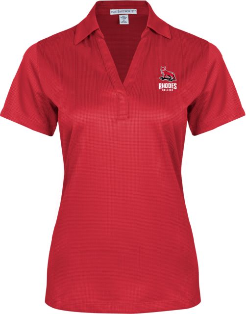 Rhodes Womens Red Performance Fine Jacquard Polo Lynx and Bridge - ONLINE ONLY