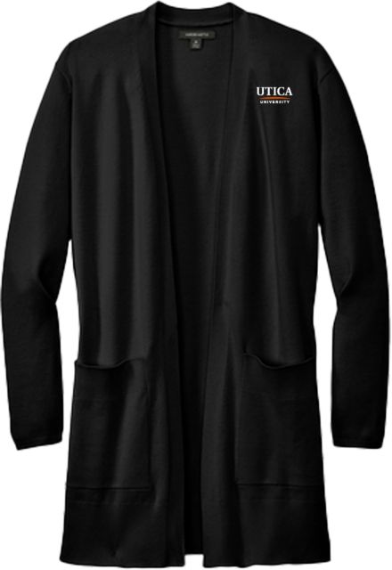 Utica Mercer + Mettle Womens Open Front Cardigan Sweater Utica University - Insitutional Mark - ONLINE ONLY