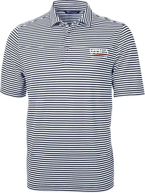 Utica CandB Virtue Eco Pique Stripe Polo Utica University - Insitutional Mark - ONLINE ONLY