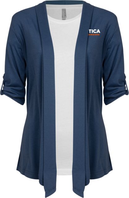 Utica Drape Front Cardigan Sweater Utica Pioneers Wordmark - Athletics - ONLINE ONLY