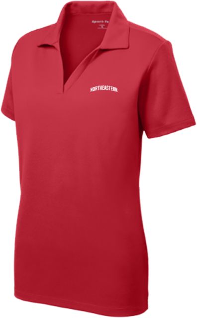 Northeastern Womens Dry Mesh Polo Northeastern Athletic Wordmark - ONLINE ONLY